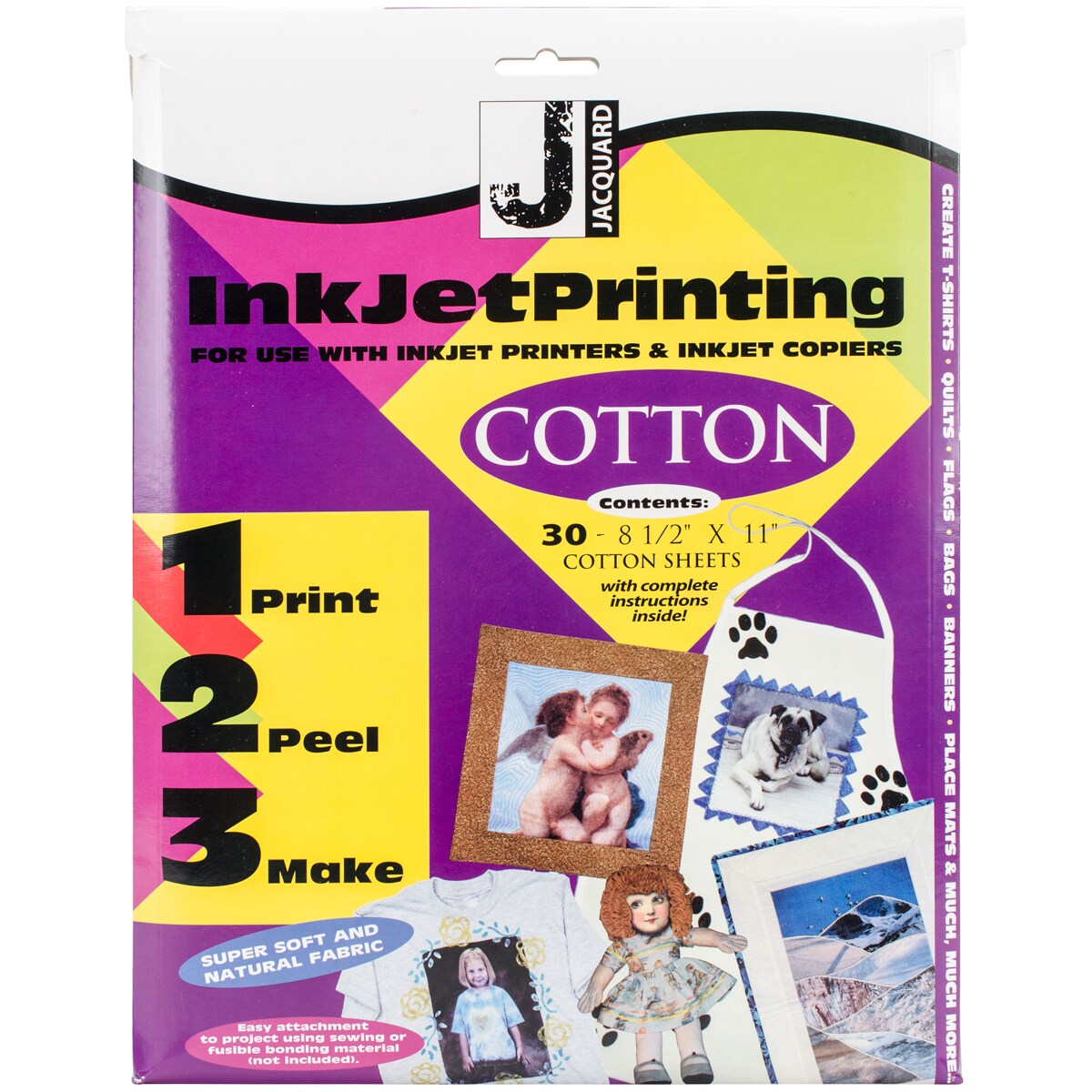 Jacquard Inkjet Fabric Sheets 8.5&#x22;X11&#x22; 30/Pkg-100% Cotton Percale