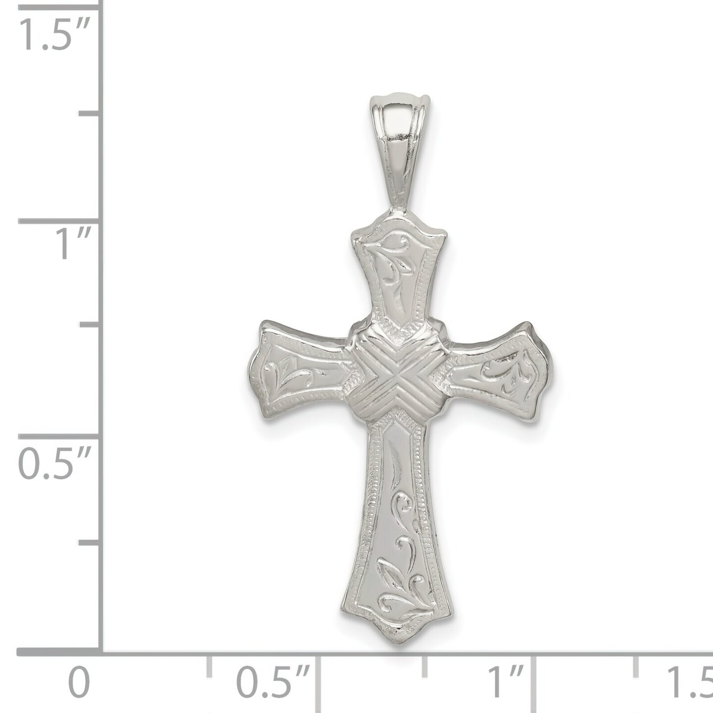 Sterling Silver Cross Charm Religious Jewelry 35mm x 19mm