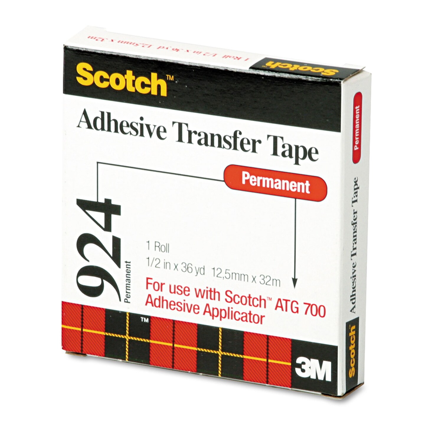 Scotch ATG Adhesive Transfer Tape Permanent Holds Up to 0.5 lbs 0.5 x 36 yds Clear