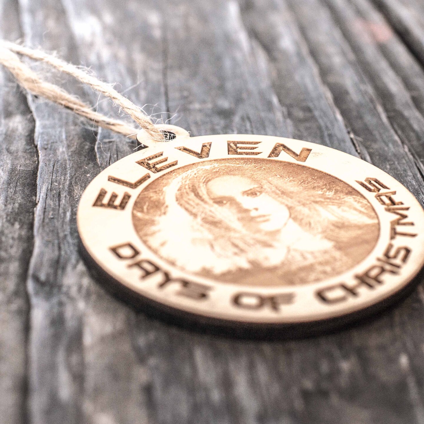 Ornament - Eleven Days of Christmas - Raw Wood 3x3in