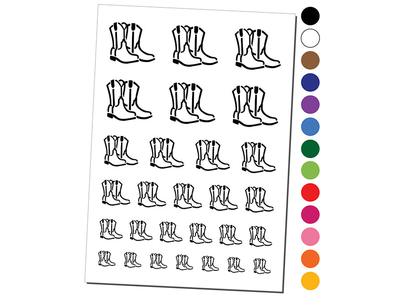 Simple Cowboy Cowgirl Boots Country Farm Life Temporary Tattoo Water Resistant Fake Body Art Set Collection