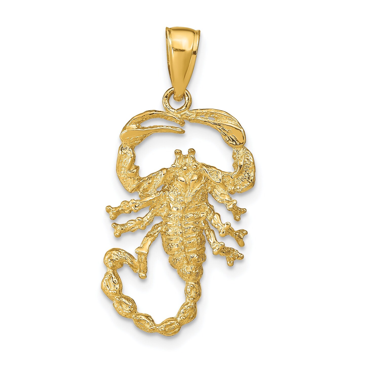 14K Yellow Gold Scorpion Charm Polished Pendant Jewelry 30mm x 14mm