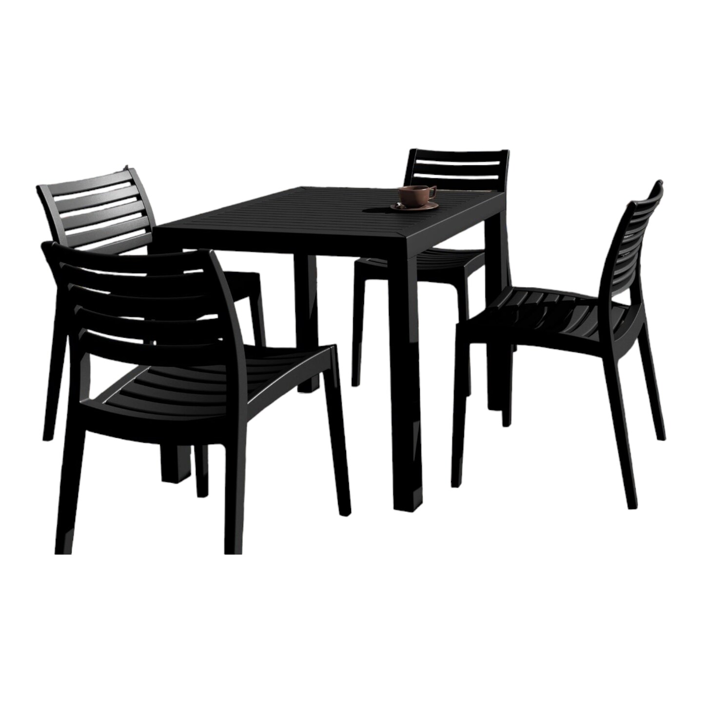 Luxury Commercial Living 5-Piece Black Stackable Square Outdoor Patio Dining Set 33&#x22;