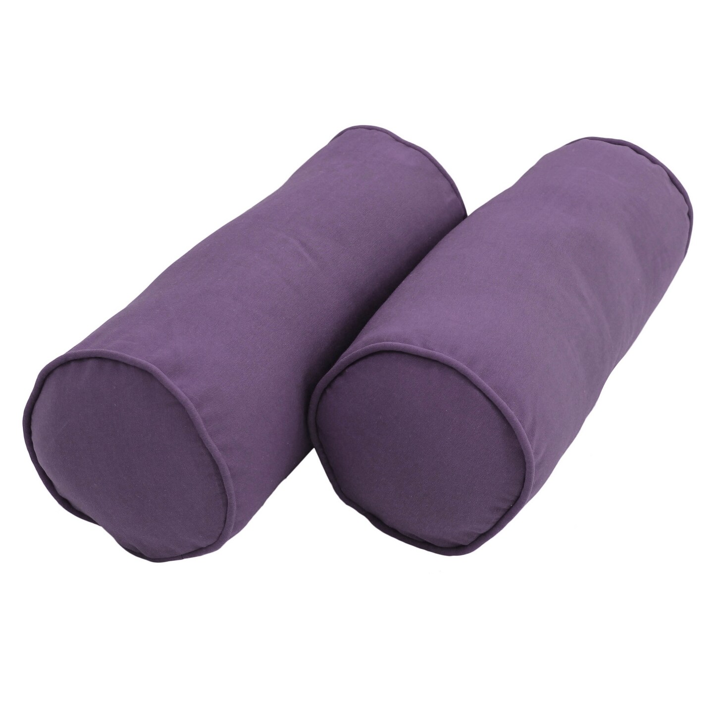 20-inch by 8-inch Double-corded Solid Twill Bolster Pillows with Inserts (Set of 2) - Grape