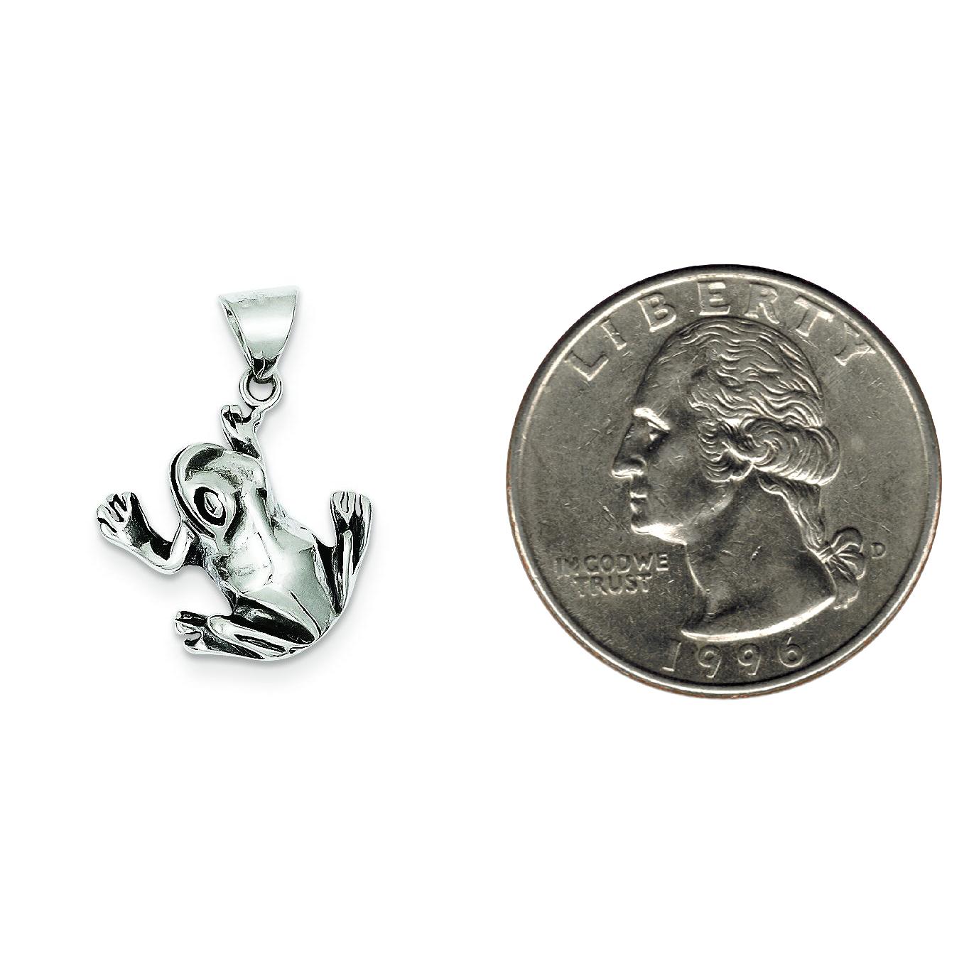 Sterling Silver Antiqued Frog Charm Jewelry Pendant 18mm x 17mm