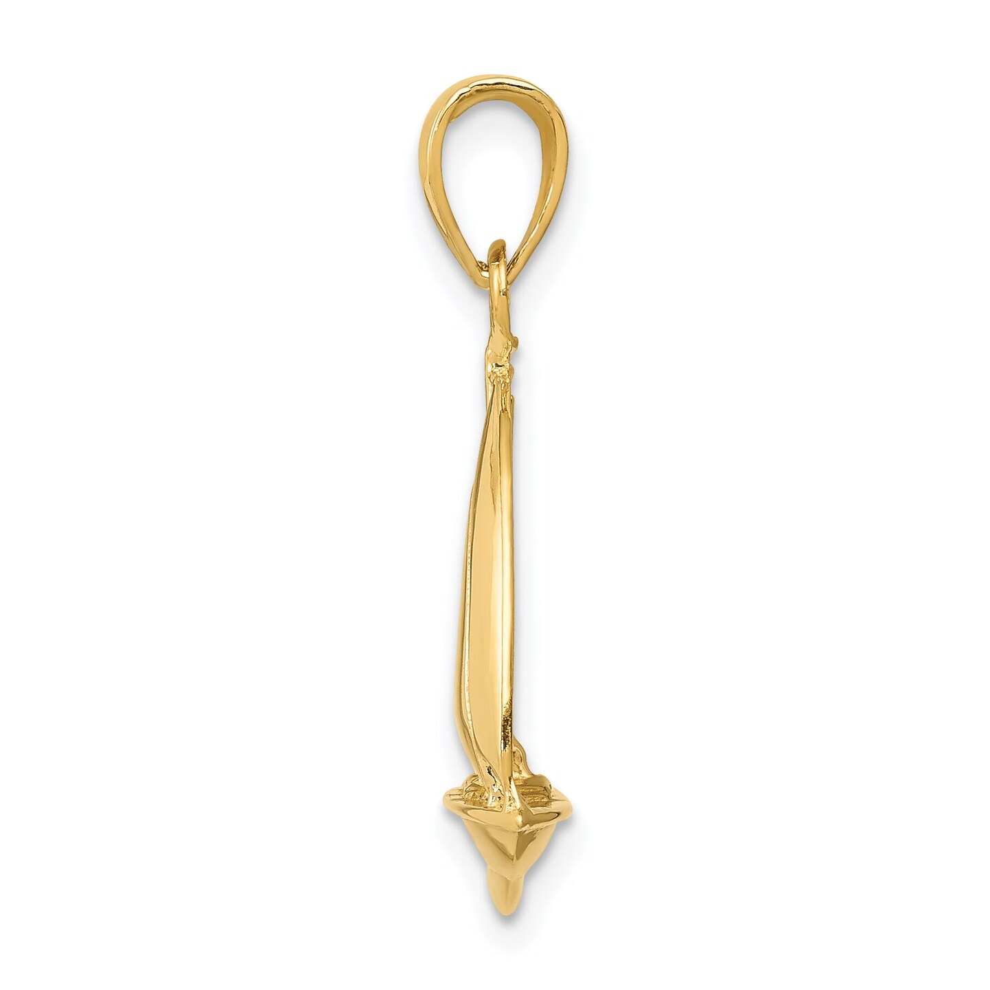 14K Yellow Gold Sailboat Charm Sailing Ship Pendant Jewerly 24mm x 16mm