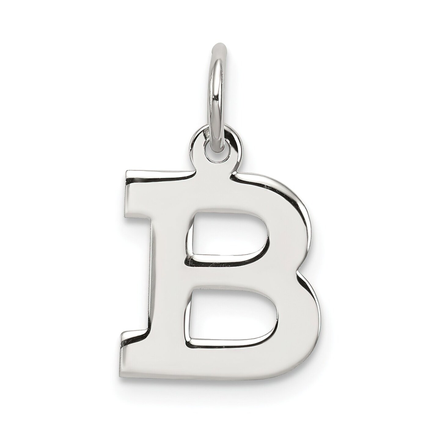 Sterling Silver Small Block Initial Letter B Charm Jewerly 16mm x 10mm