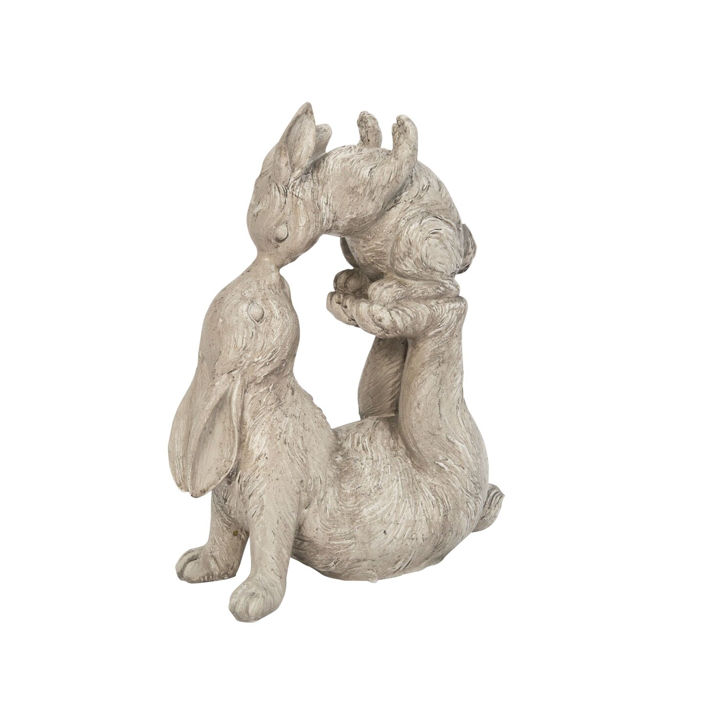 Contemporary Home Living 14.5&#x22; Ivory Playful Kissing Bunnies Outdoor Garden Figurine