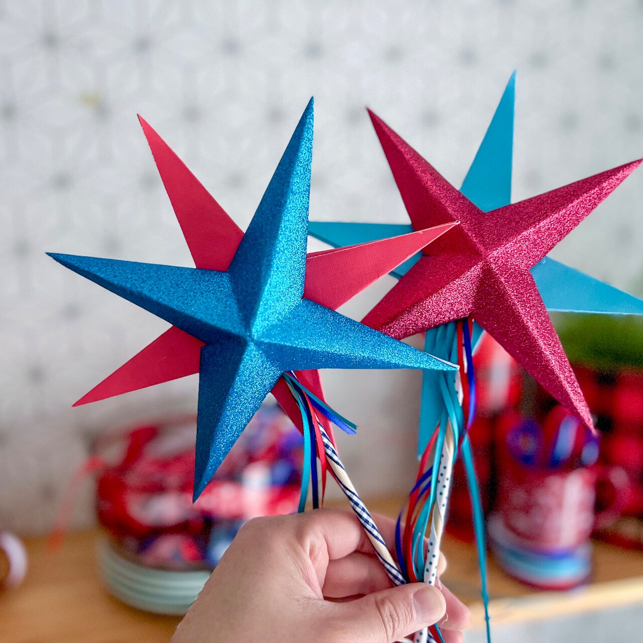 Family Craft Activity: Patriotic 3-D Paper Star Wands and Decor