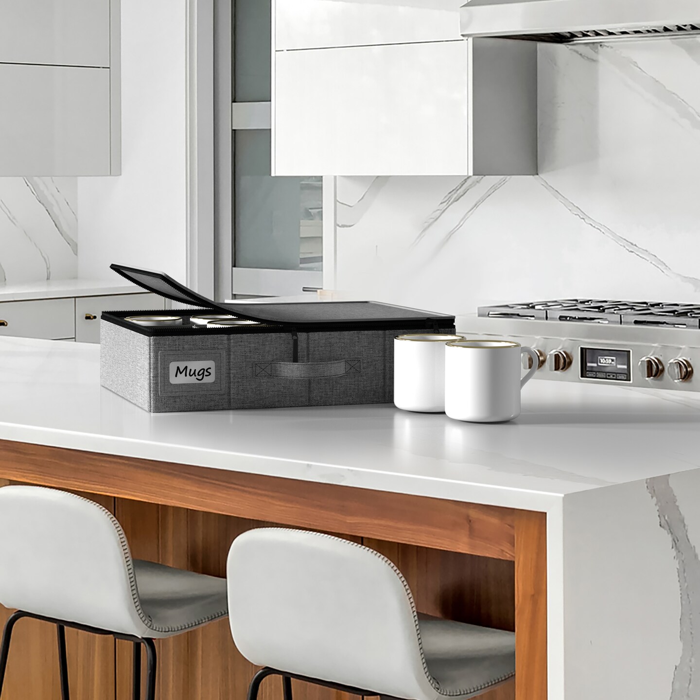 Sorbus Coffee Mug & Glass Organizer - Stylish & Protective Storage for 12 Mugs/Glassware, Compact Design