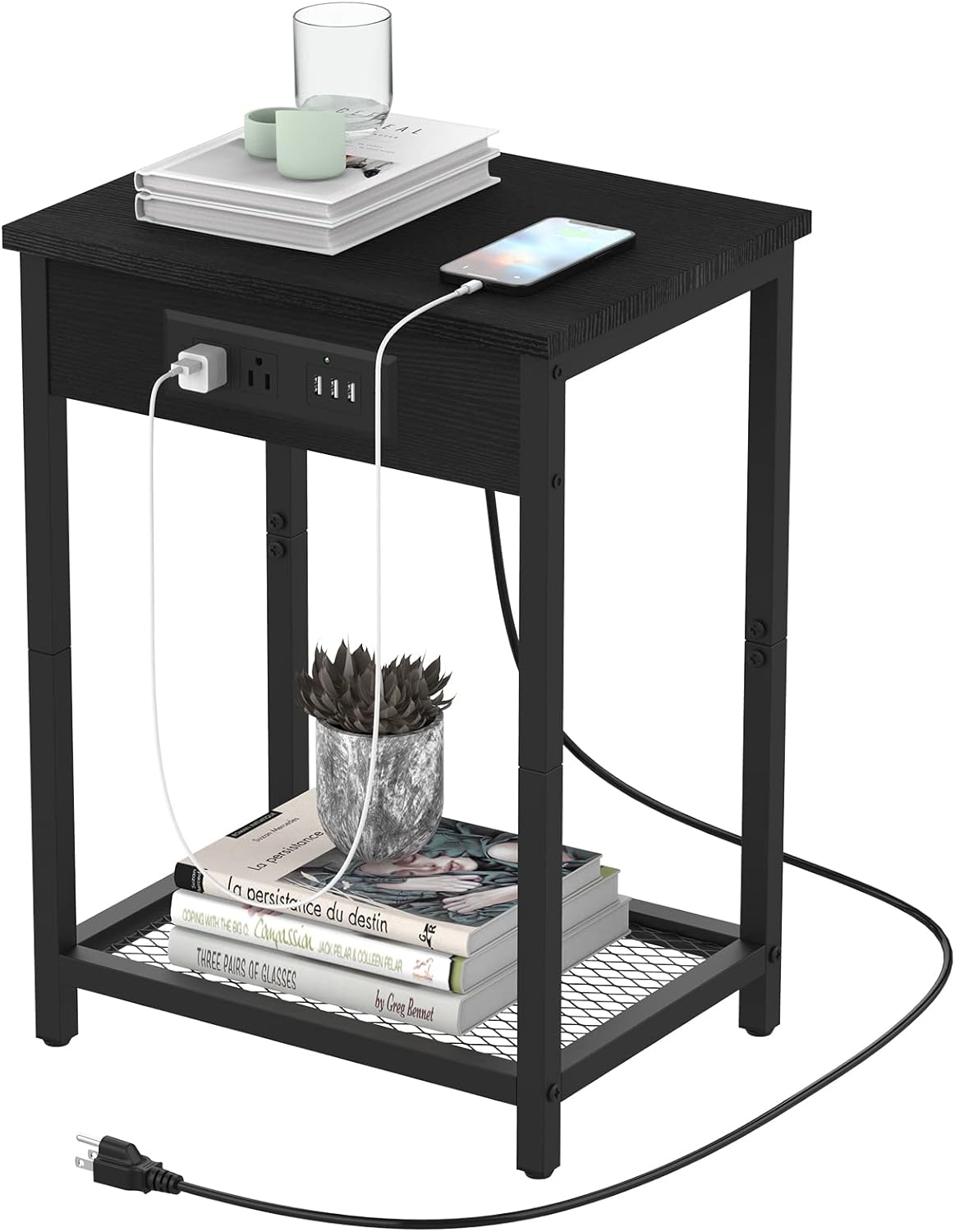 Small End Table with Charging Station