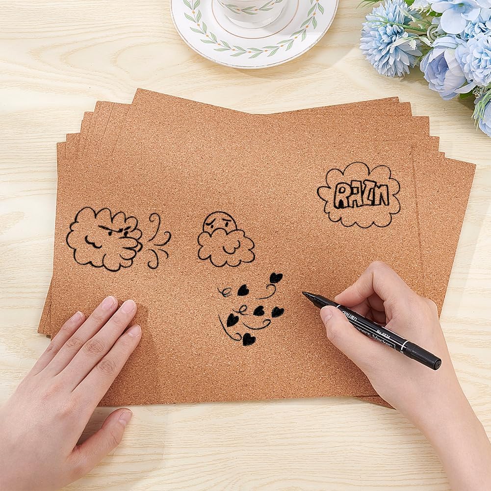 8 Pack Self-Adhesive Cork Sheets 1mm Thick A4 Rectangle Insulation Cork Backing Sheets for Coaster, Wall Decoration, Wedding Party, DIY Crafts Supplies, 8.3&#x22; x 11.8&#x22;