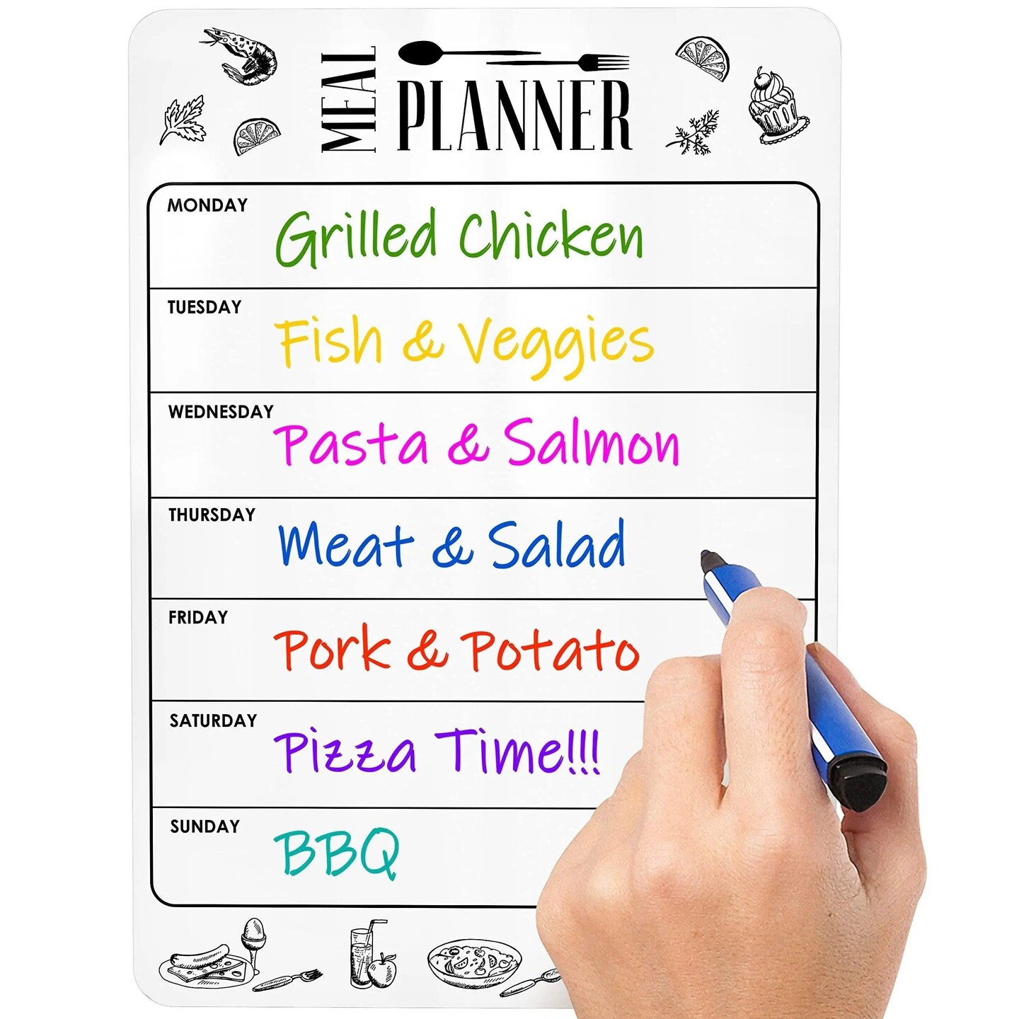 Magnetic Meal Planner for Refrigerator Dry Erase A4 Magnet Weekly Menu Board for Fridge Magnetic Menu White Board Fridge Meal Planner Magnet Meal Planner Dry Erase Board