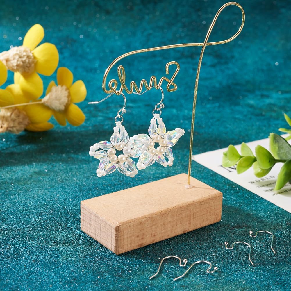 300pcs Stainless Steel Earring Hooks Surgical Hook Earwire with Ball End Fish Ear Wire for Jewelry Making 22x12x2mm
