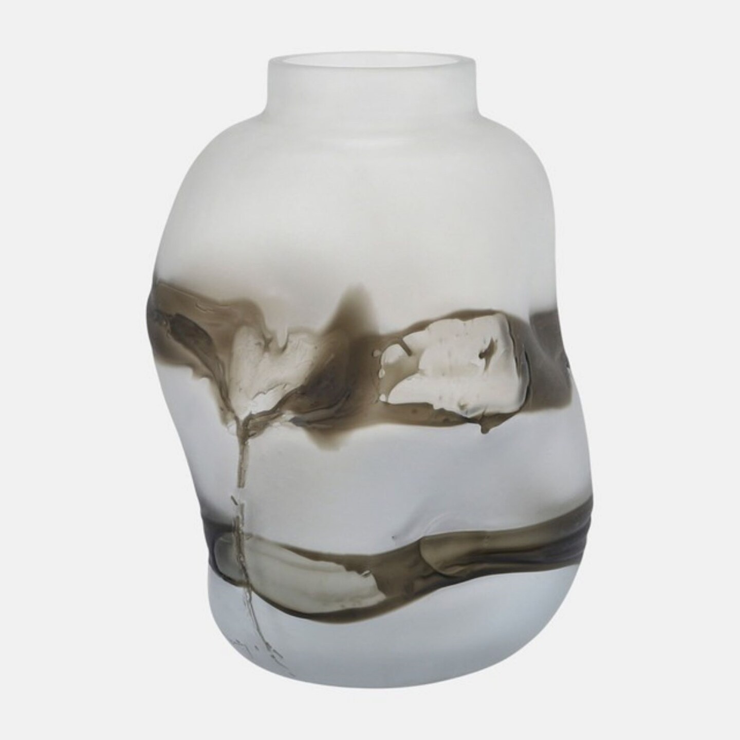 Kingston Living Dented Textured Opaque Glass Vase - 13&#x22; - Gray and Black