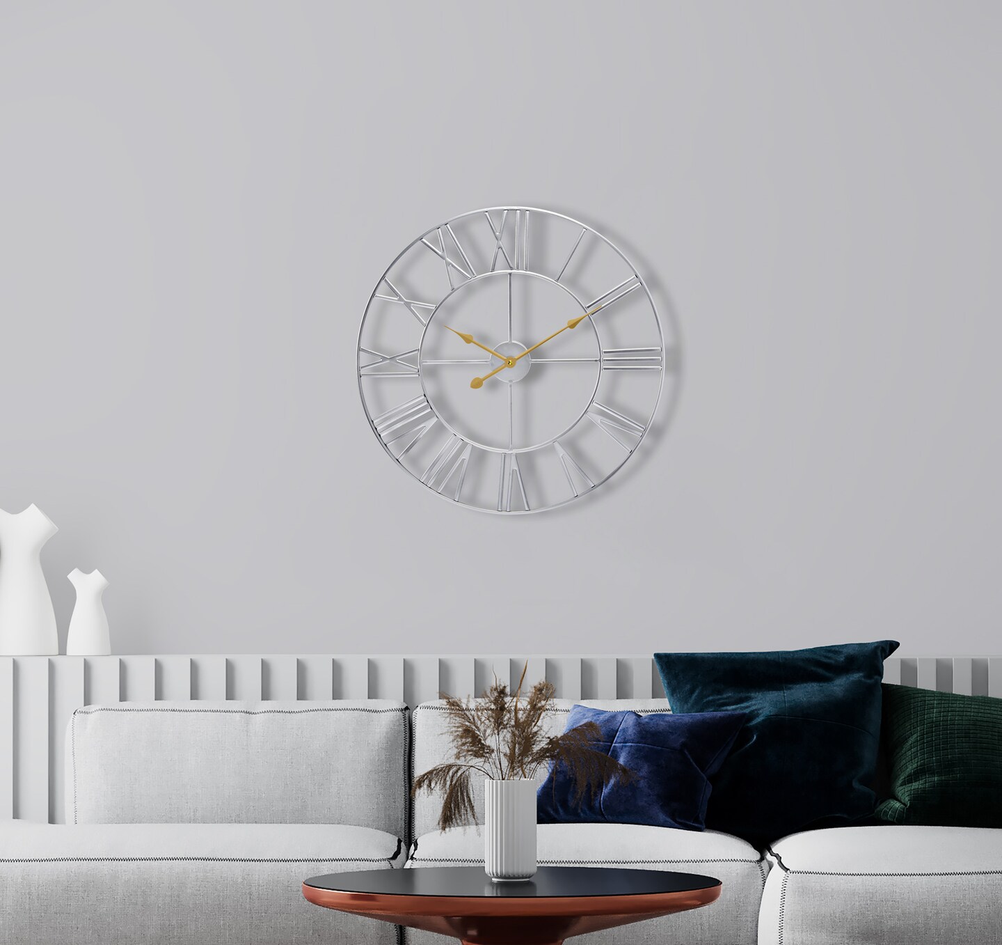 Sorbus 16&#x22; Oversized Black Metal Decorative Analog Round Wall Clock - Beautifully decorate any wall space in the household