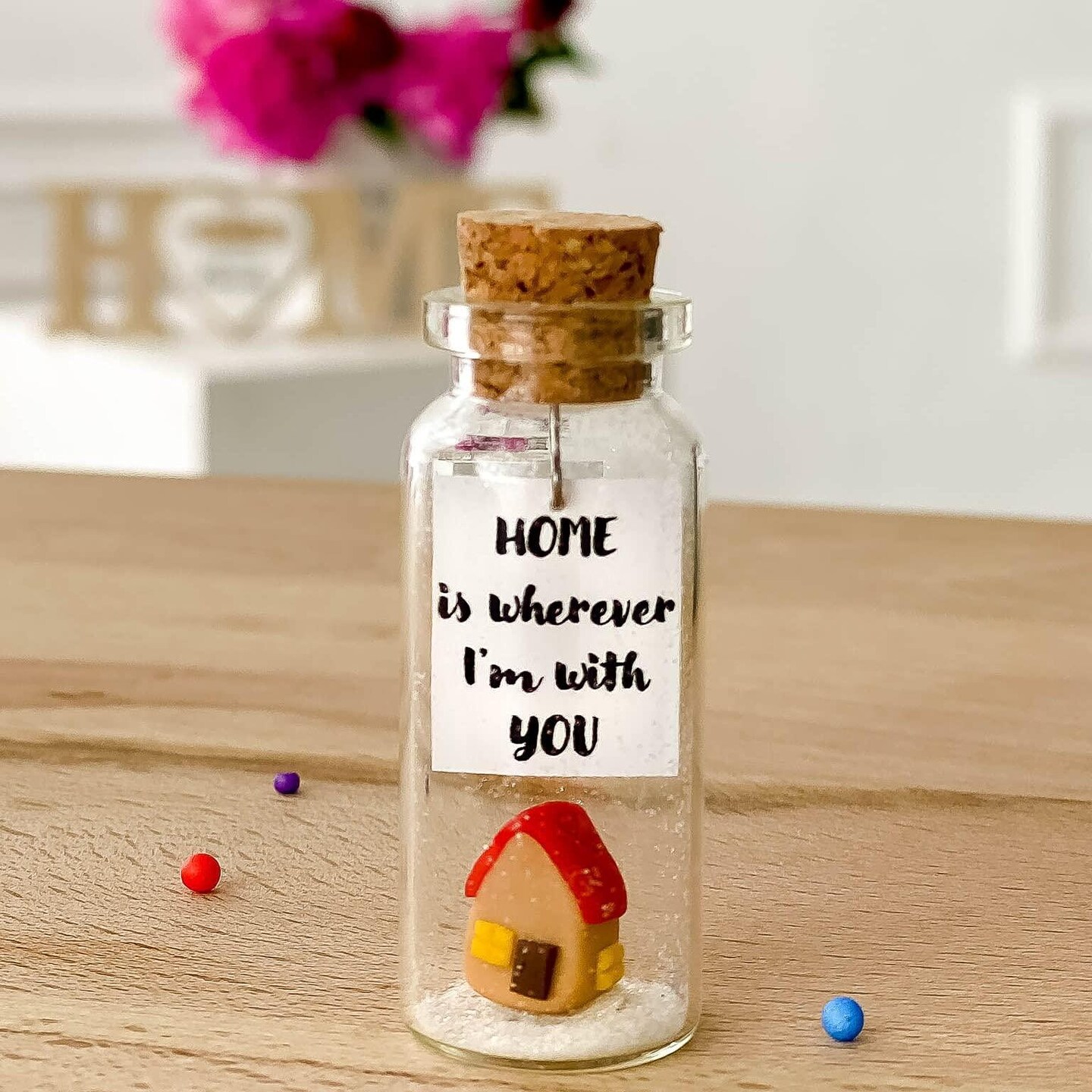 Cute Girlfriend and Boyfriend Gifts   Personalized Anniversary Present for Her Him   Custom Birthday Gift Idea for Women Men (Home is Wherever I&#x27;m with You Gift Bottle)