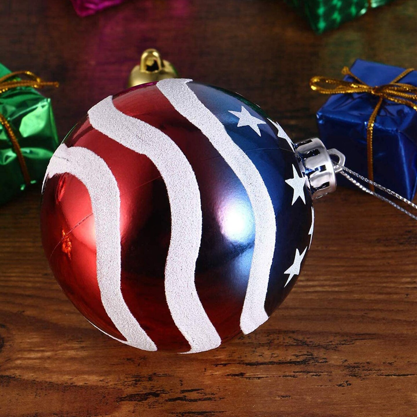 16 Pieces Independence Day Ball Ornament - 4th of July Patriotic Hanging Ball Decoration American Flag Ornament for Independence Day, Christmas Tree, USA Themed Party Supplies (16)