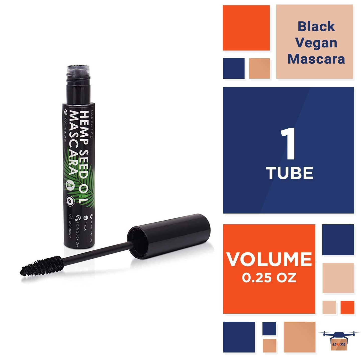 Black Vegan Mascara Cruelty Free Waterproof 0.25 Oz Hemp Oil Natural Mascara Longer Lashes 0.25 Oz Black Mascara with Vitamin E Waterproof Eye Mascara Vegan Cruelty Free Makeup.