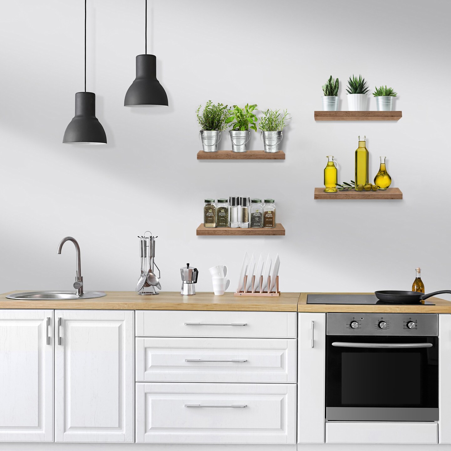Sorbus 4 Pack Wall Mounted Floating Shelves - for storage and displaying showpieces, home decor items, and other prized possessions