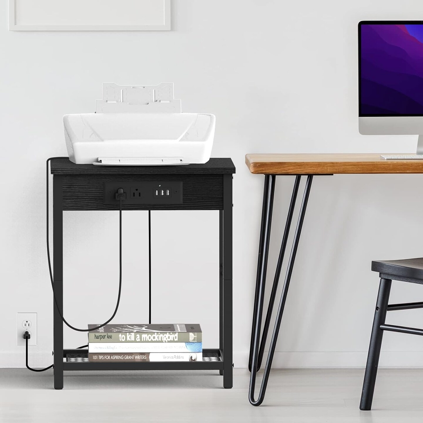 Small End Table with Charging Station