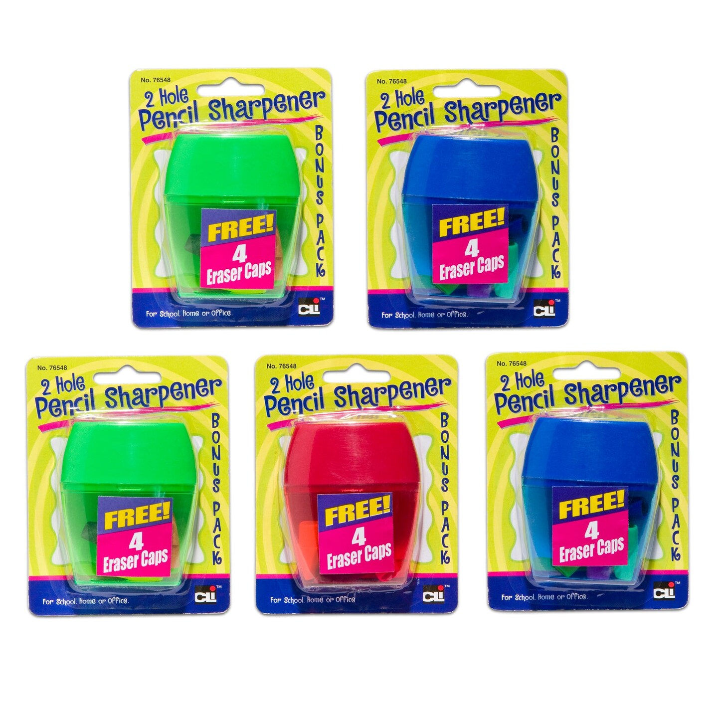 3 Hole Pencil Sharpener w/catcher, Assorted Colors, 12 per Pack, 2 Packs