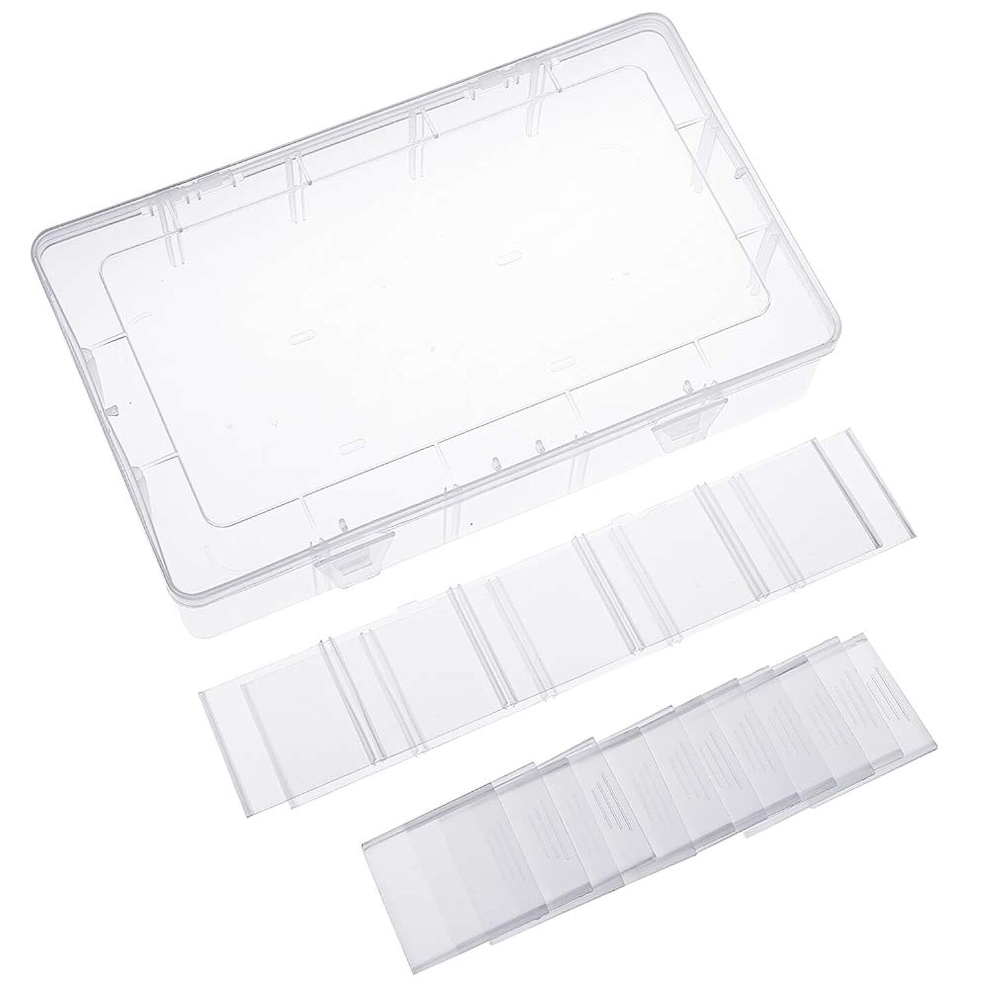 2 Pack 15 Girds Bead Organizer, Large Clear Plastic Organizer Box with Adjustable Dividers for Beads, Art DIY, Crafts, Jewelry, Fishing Tackle with Label Stickers