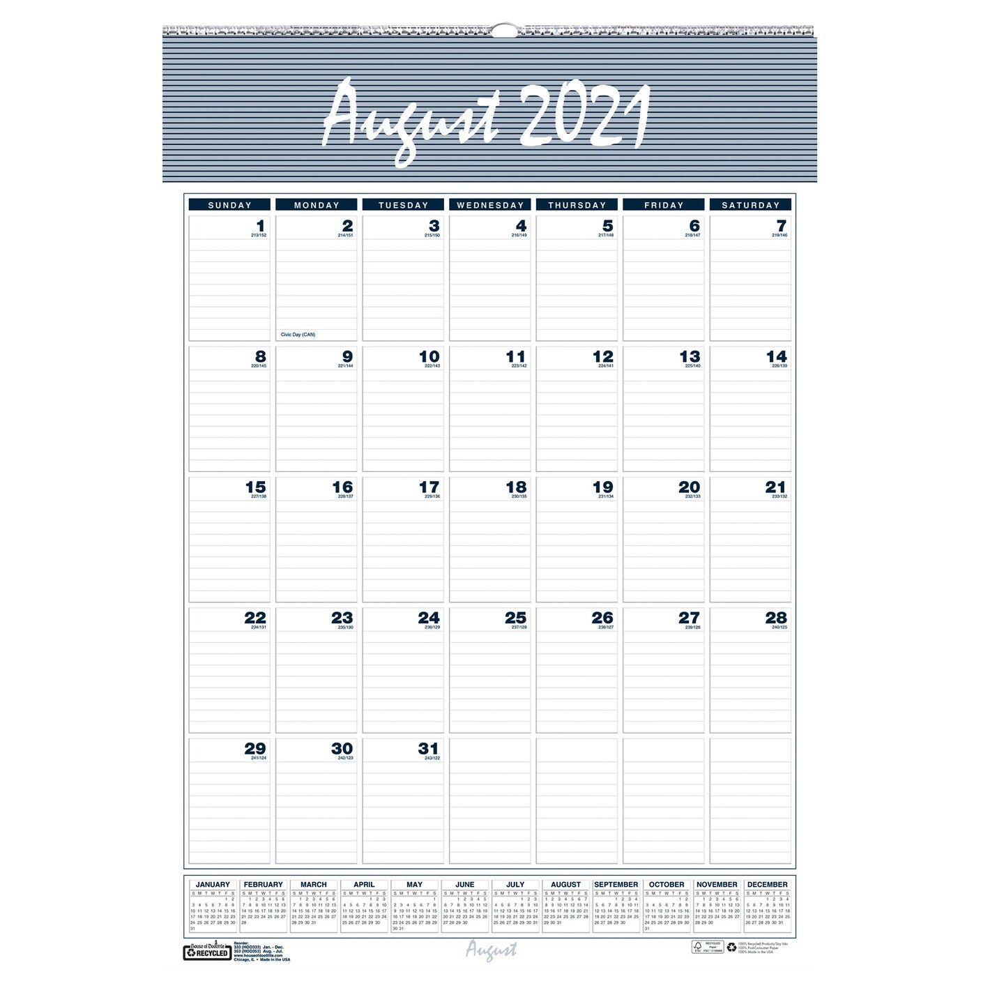 Bar Harbor Academic Wall Calendar, 12&#x22; x 17&#x22;, Pack of 2