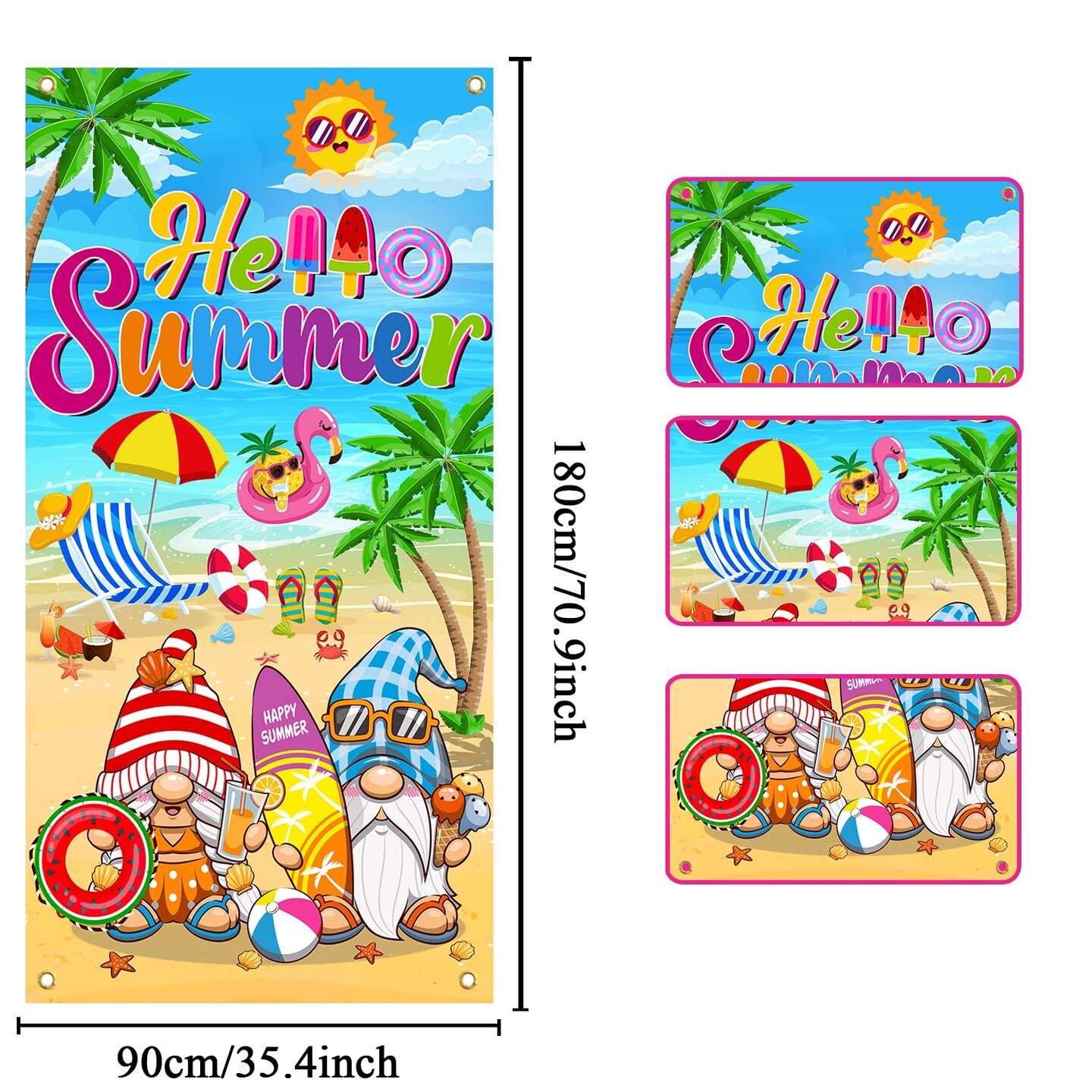 Summer Party Decorations Door Cover, 6x2.9 FT Hello Summer Banner for Door, Summer Decorations Door Banner, Summer Decorations for Home Hello Summer Door Cover tineit