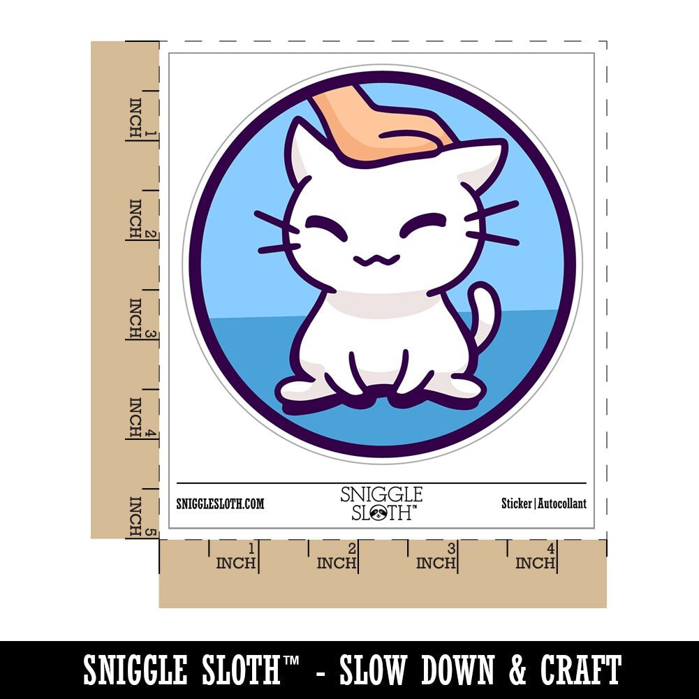 Satisfied Cat Kitty Headpat Waterproof Vinyl Phone Tablet Laptop Water Bottle Sticker Set - 5 Pack