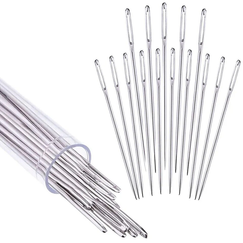 30-Pieces Large Eye Needles for Hand Sewing with Storage Tube