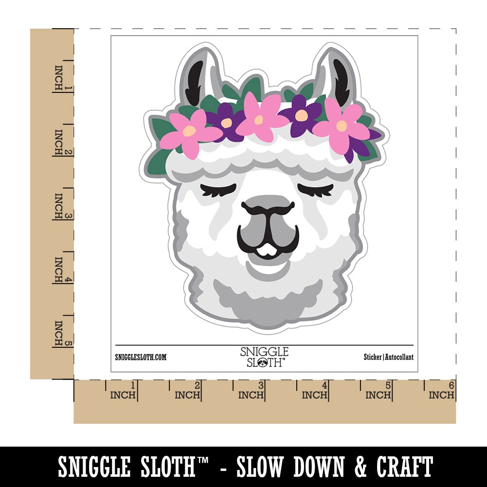 Flower Crown Llama Head Waterproof Vinyl Phone Tablet Laptop Water Bottle Sticker Set - 5 Pack