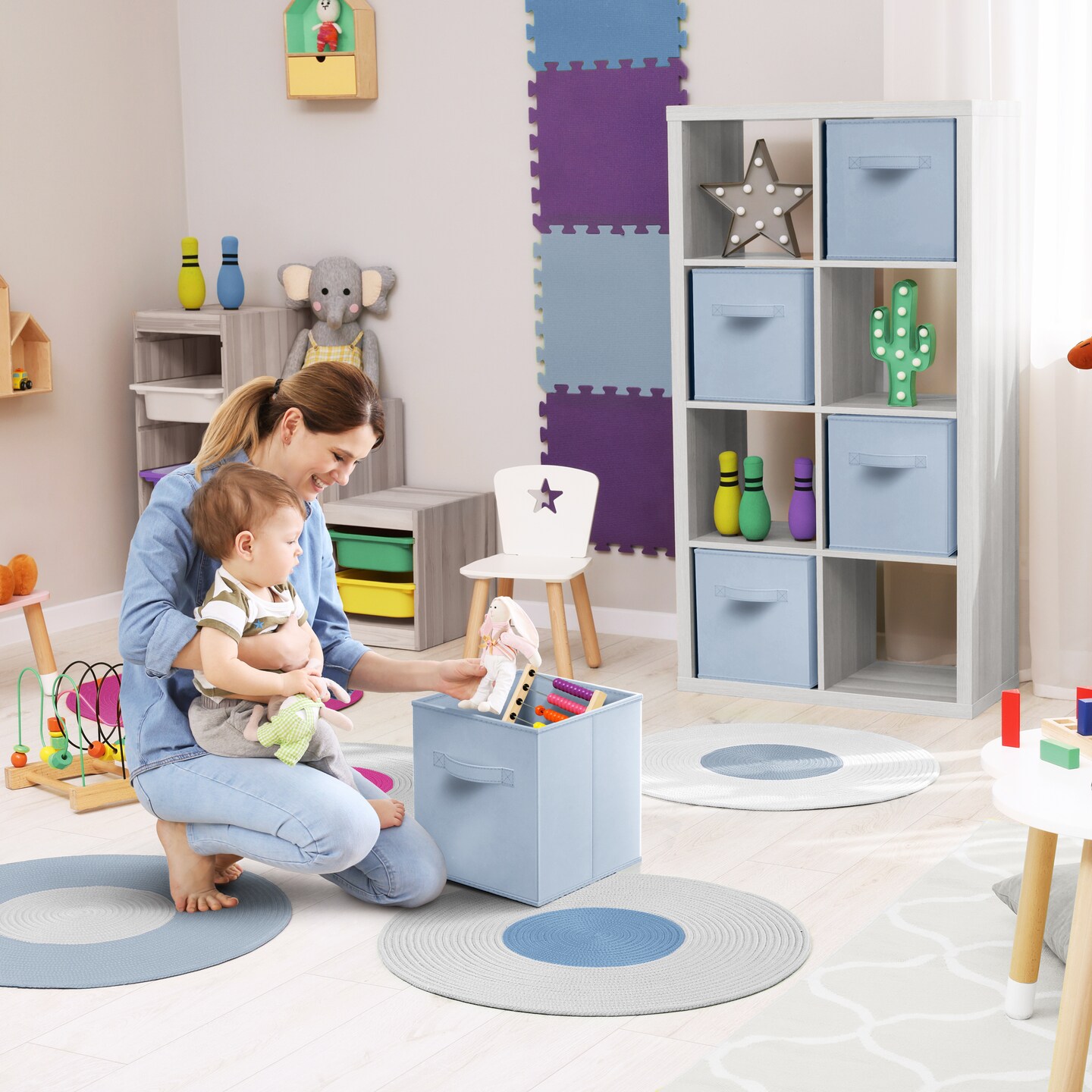 Sorbus 8 Pack 11 Inch Foldable Storage Cubes with Handles- for Organizing Home, Shelves, Nursery, Playroom, Closet and More