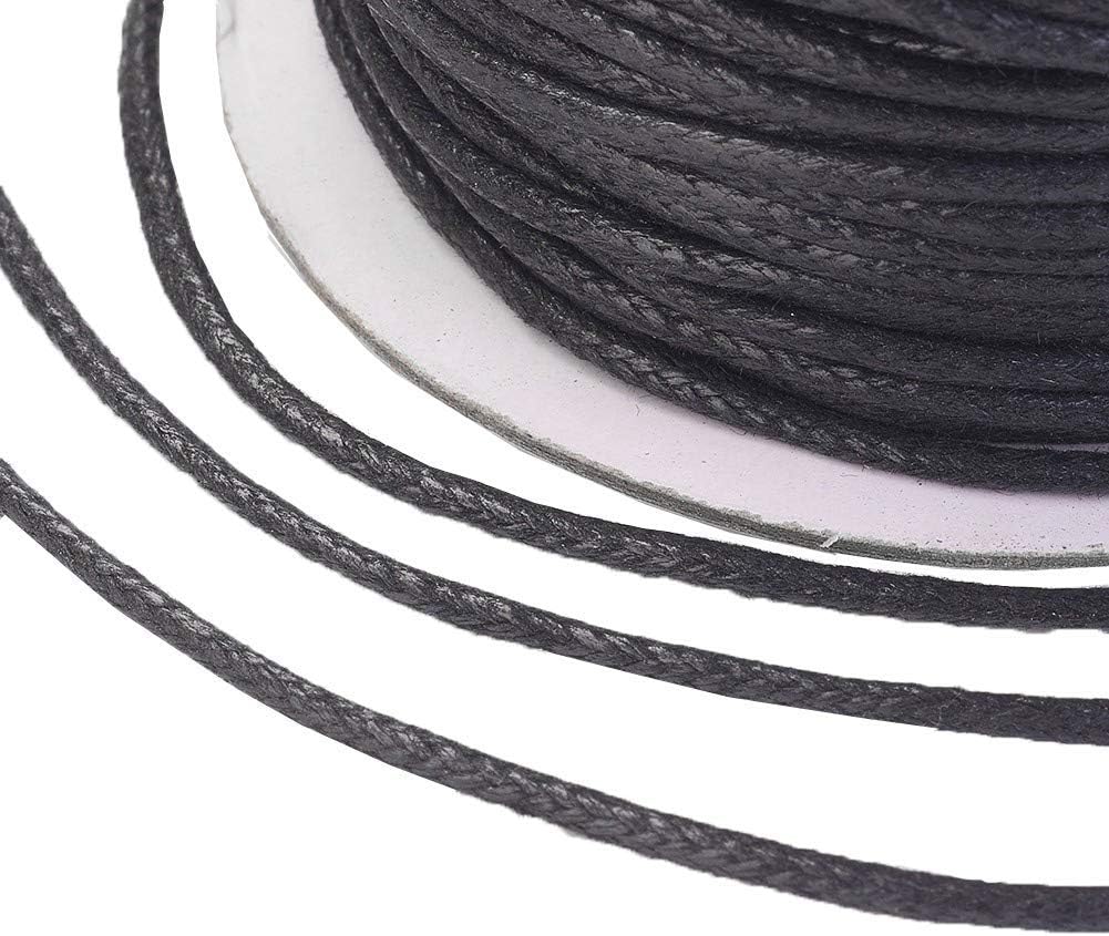 100 Yards 1.5mm Waxed Cotton Cord Macrame Bracelet Necklace Jewelry Making Waxed Beading Thread String (Black)