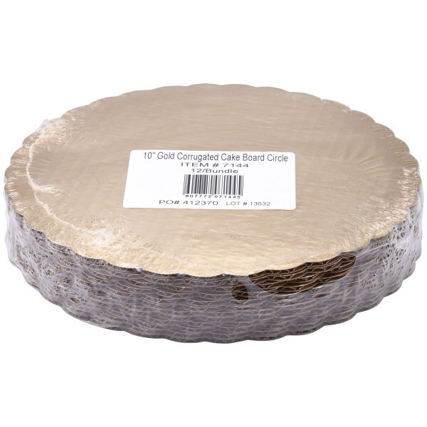 10&#x22; Round Gold Cake Board 12ct