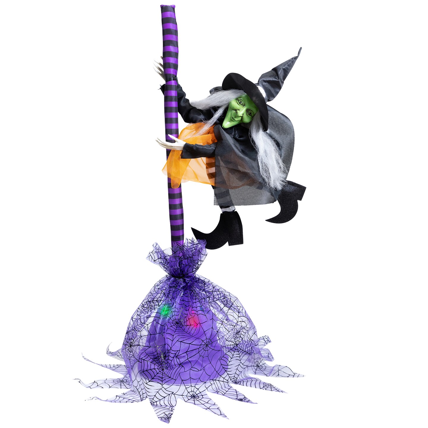 Northlight Animated Flying Witch with Broom Halloween Decoration - 25&#x22;