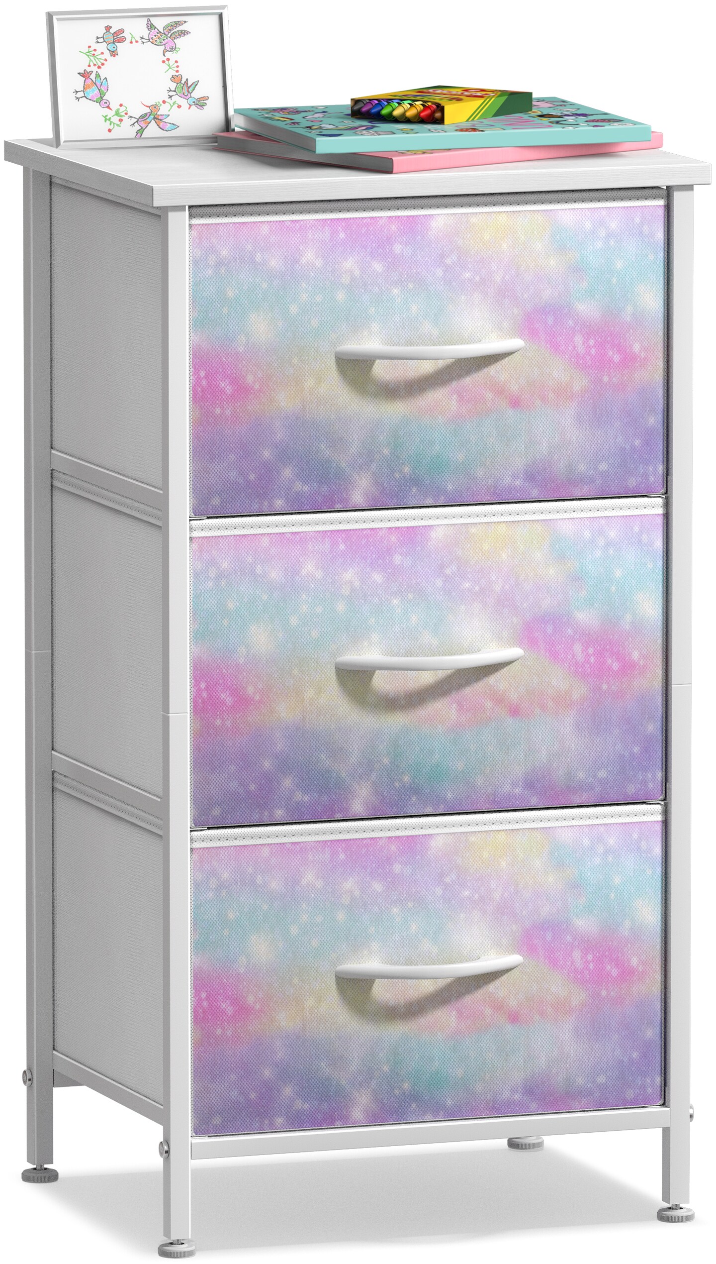 Sorbus Dresser with 3 Drawers - Bedside Furniture & Accent End Table Chest for Home, Bedroom Accessories, Office, College Dorm, Steel Frame, Wood Top, Fabric Drawers