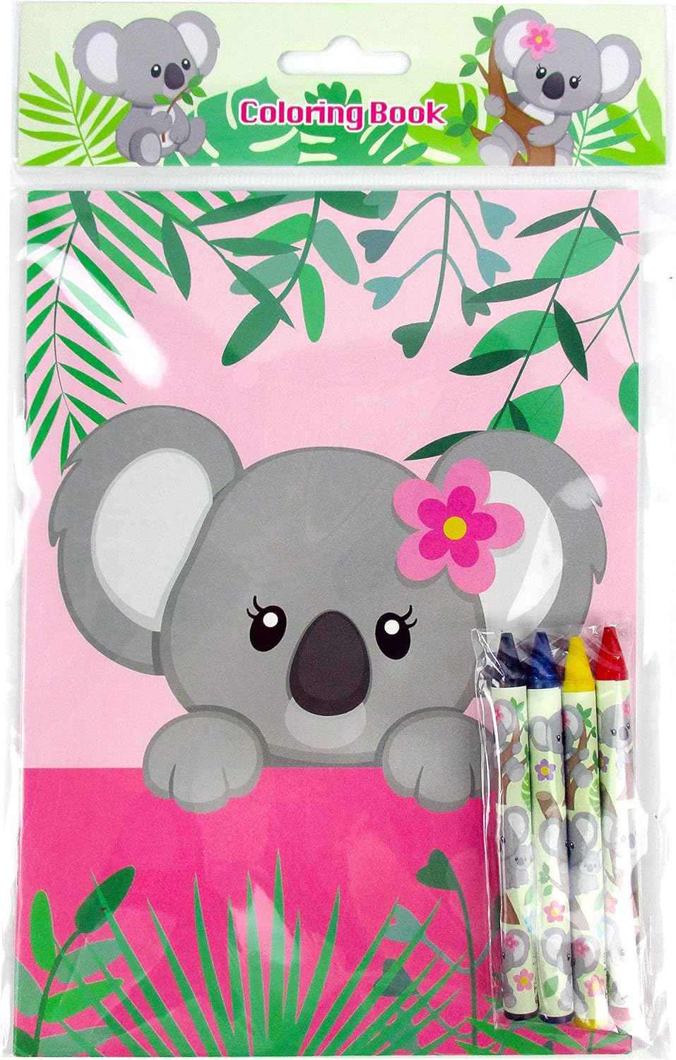 TINYMILLS Koalas Coloring Books for Kids with 12 Coloring Books and 48 Crayons, Koala Birthday Party Favors,