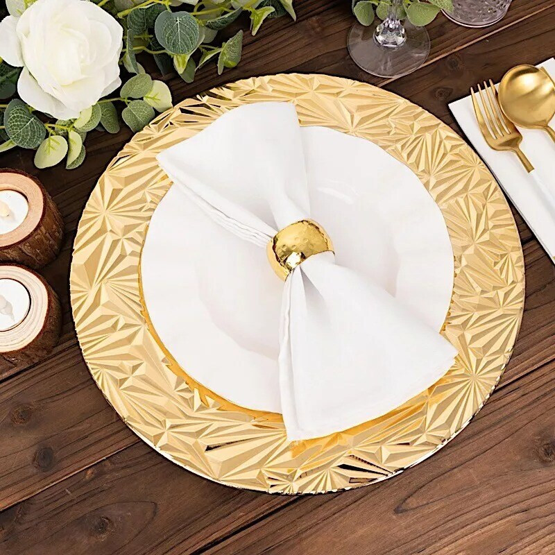 GOLD 6 Round 13&#x22; Metallic Rock Cut Acrylic CHARGER PLATES