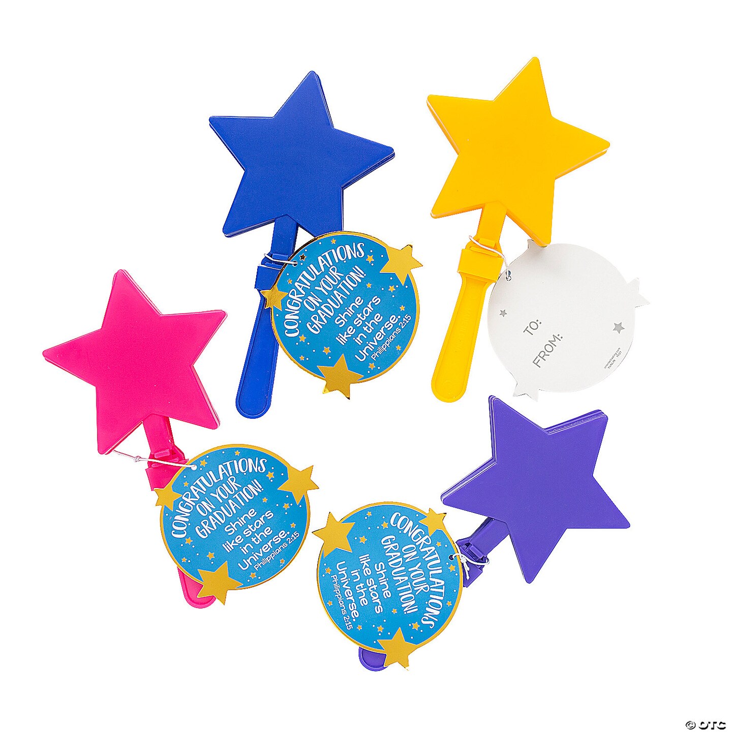 Star-Shaped Clappers with Religious Graduation Card for 12