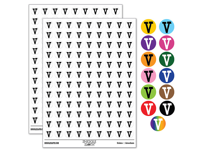 Letter V Uppercase Cute Typewriter Font 200+ 0.50&#x22; Round Stickers