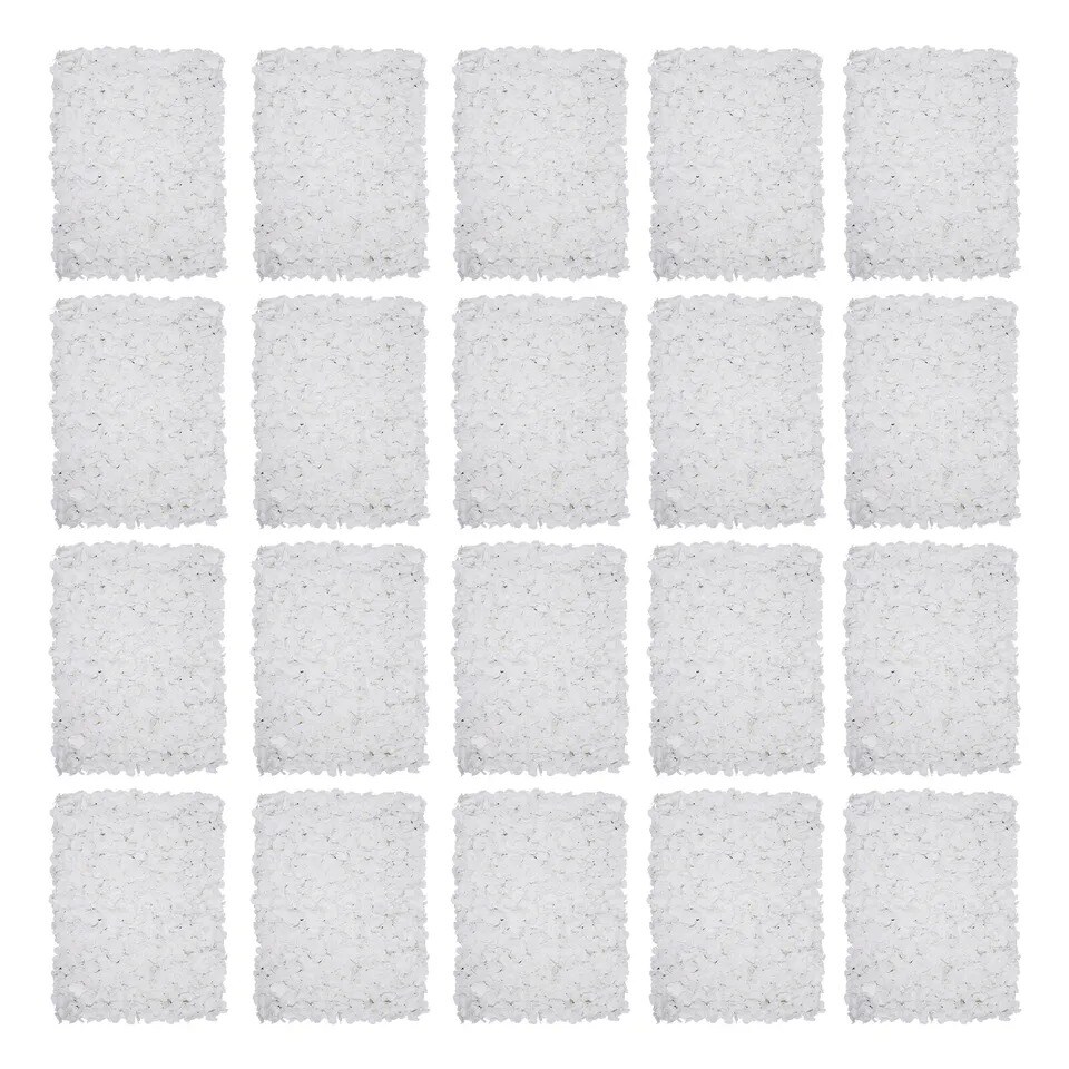 20-Pieces White Artificial Flower Wall Panels for Backdrop Decor