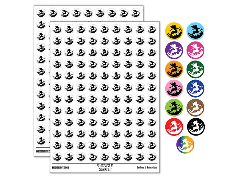 Surfing Surfer Girl on Wave 200+ 0.50&#x22; Round Stickers