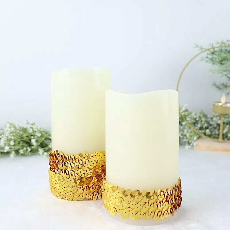 1x10 yards GOLD Metallic Sequin Fabric RIBBON Stretchable Lace