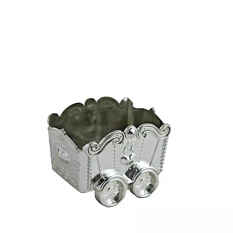 SILVER 12 Metallic Mini Chariot Wedding Favor Boxes GIFT HOLDERS
