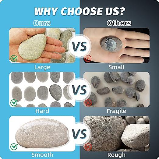 60 Craft Rocks With 15 Acrylic Paint Set And Paint Brushes , 2-3 Inches Stones for Arts &#x26; Crafting