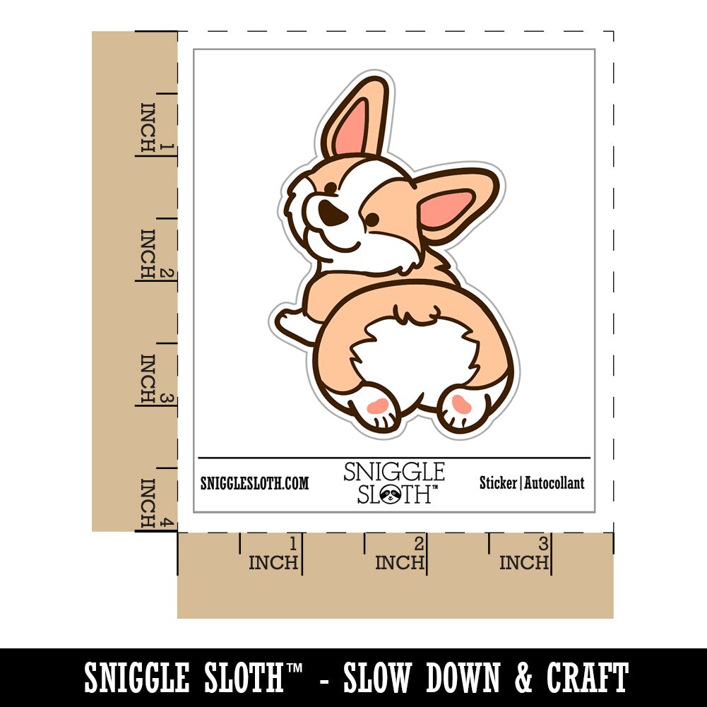 Pembroke Welsh Corgi from Behind Butt Dog Waterproof Vinyl Phone Tablet Laptop Water Bottle Sticker Set - 5 Pack