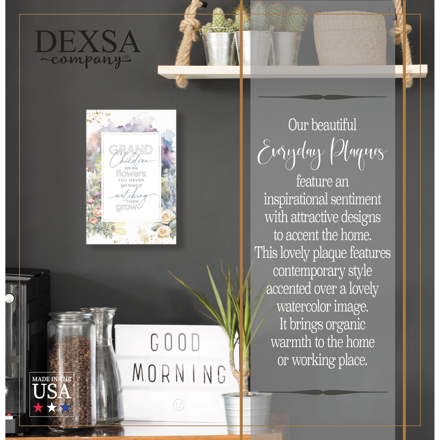 Grandchildren Wood Plaque with Easel and Hook Wall Tabletop Art - 6 inches x 9 inches