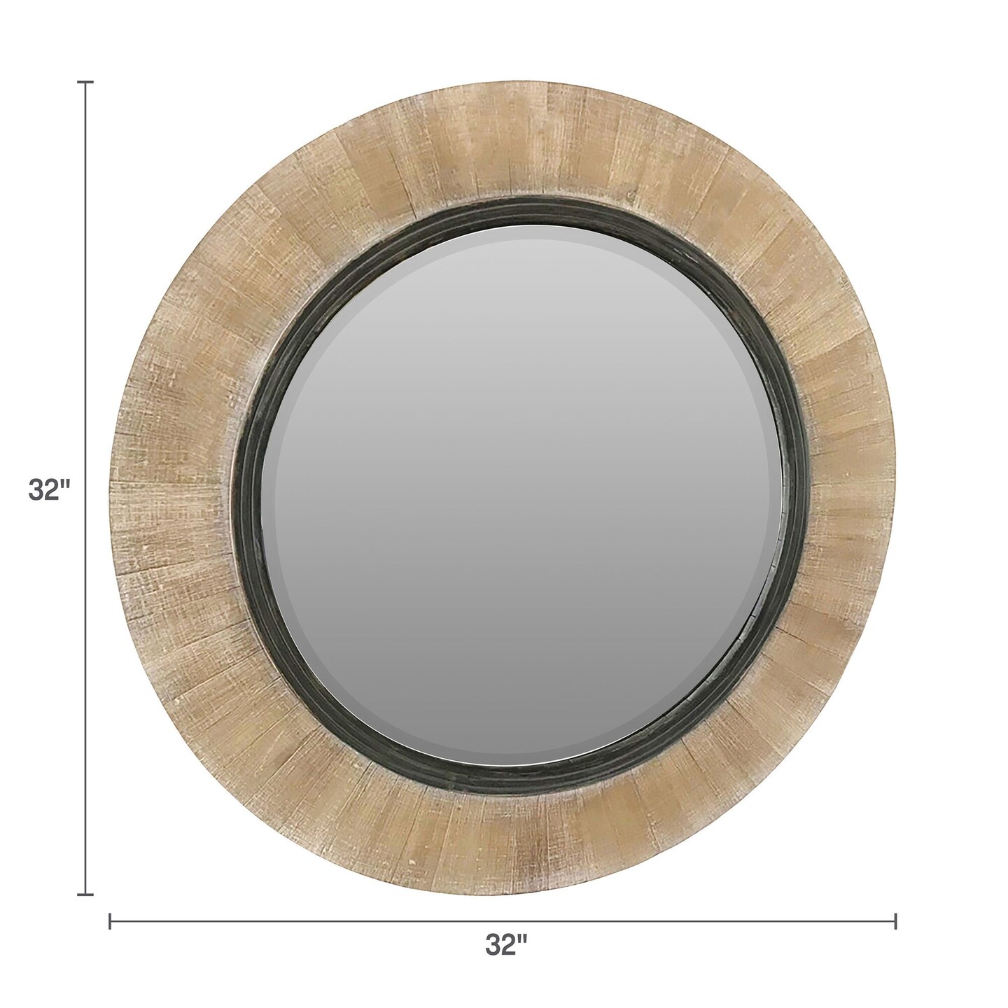 Wellington 32&#x22; round Wood Mirror