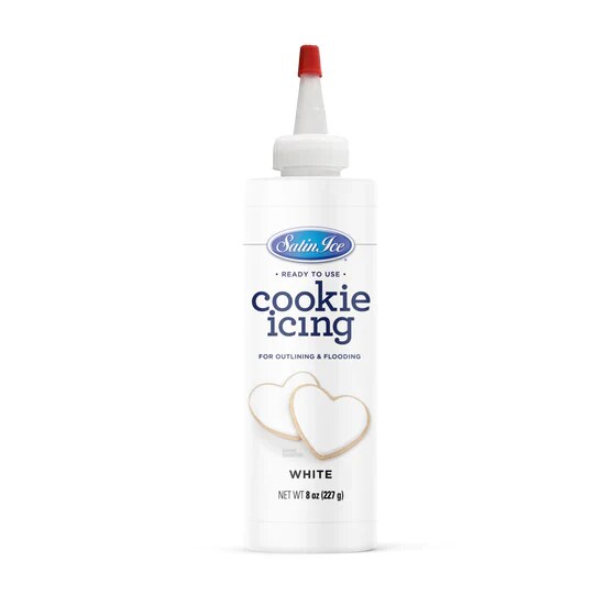 Cookie Icing Satin Ice Royal Icing Ready to Use Bottle Drys Hard - 8oz Bottle White